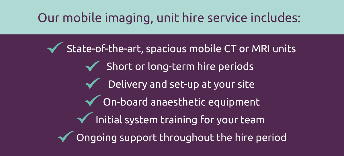 ✔️A state-of-the-art mobile CT or MRI scanner ✔️Delivery and set-up at your site ✔️An experienced veterinary-trained radiographer (if required), or on-site training for your in-house radiographer (2)